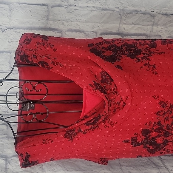 COVINGTON Red and Black Floral Sleeveless Cowl Neck Women's Blouse Large - Picture 2 of 7